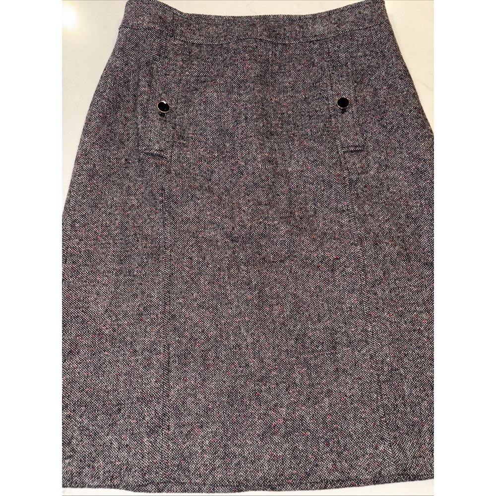 Talbots Tweed Pencil Skirt Buttons Lined‎ Womens 4 Brown Wool Pencil A-line